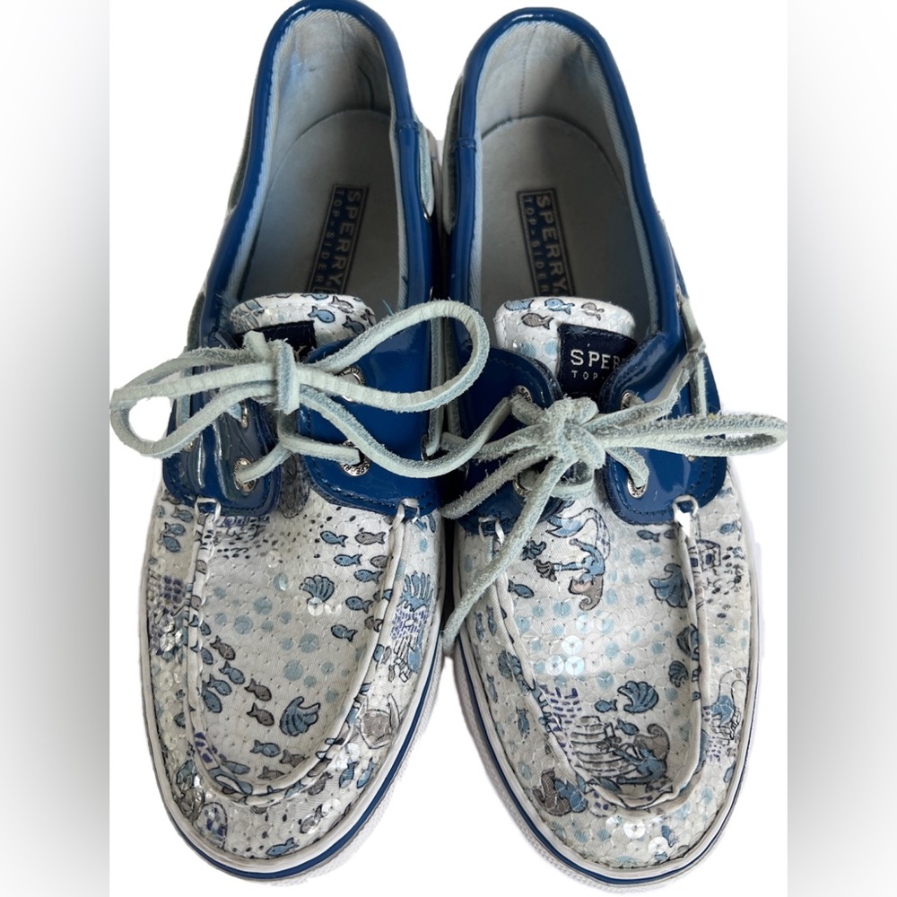 Sperry Top Sider Blue Mermaid Fish Sequin Casual Boat Shoes